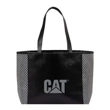 Bolso Tote Grande Con Tejido Plateado